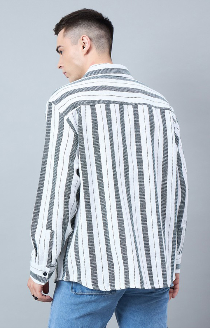 Chimpaaanzee Men White & Green Oversized Shirt