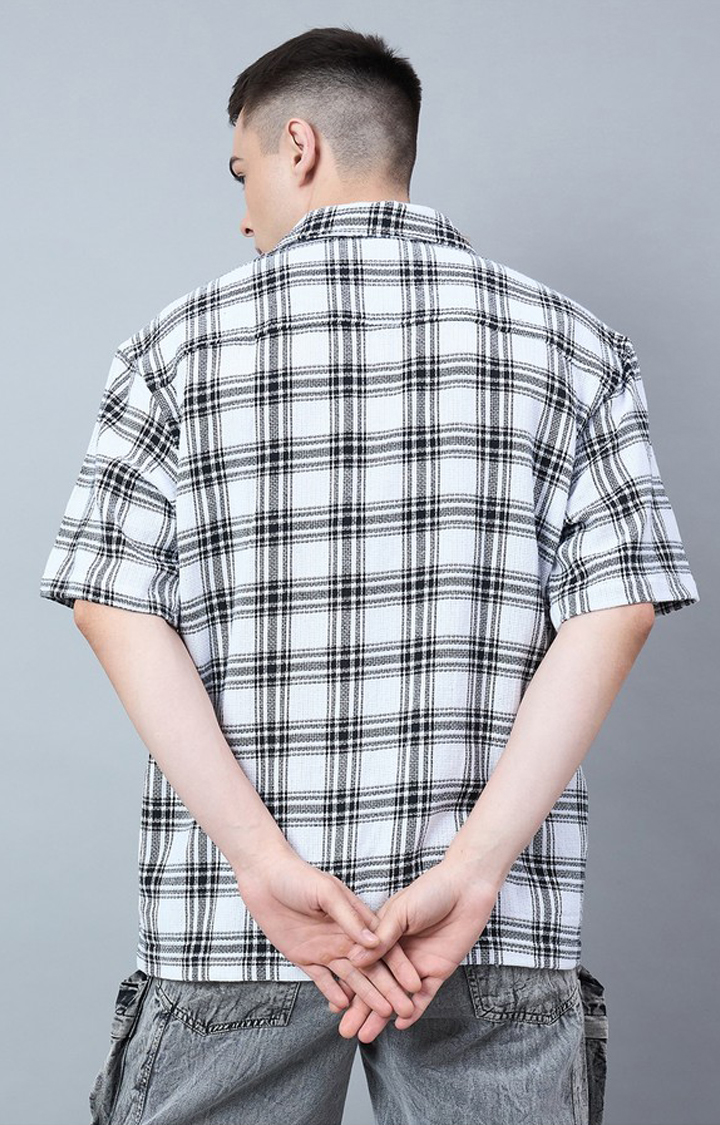 Chimpaaanzee Men White & Black Oversized Shirt