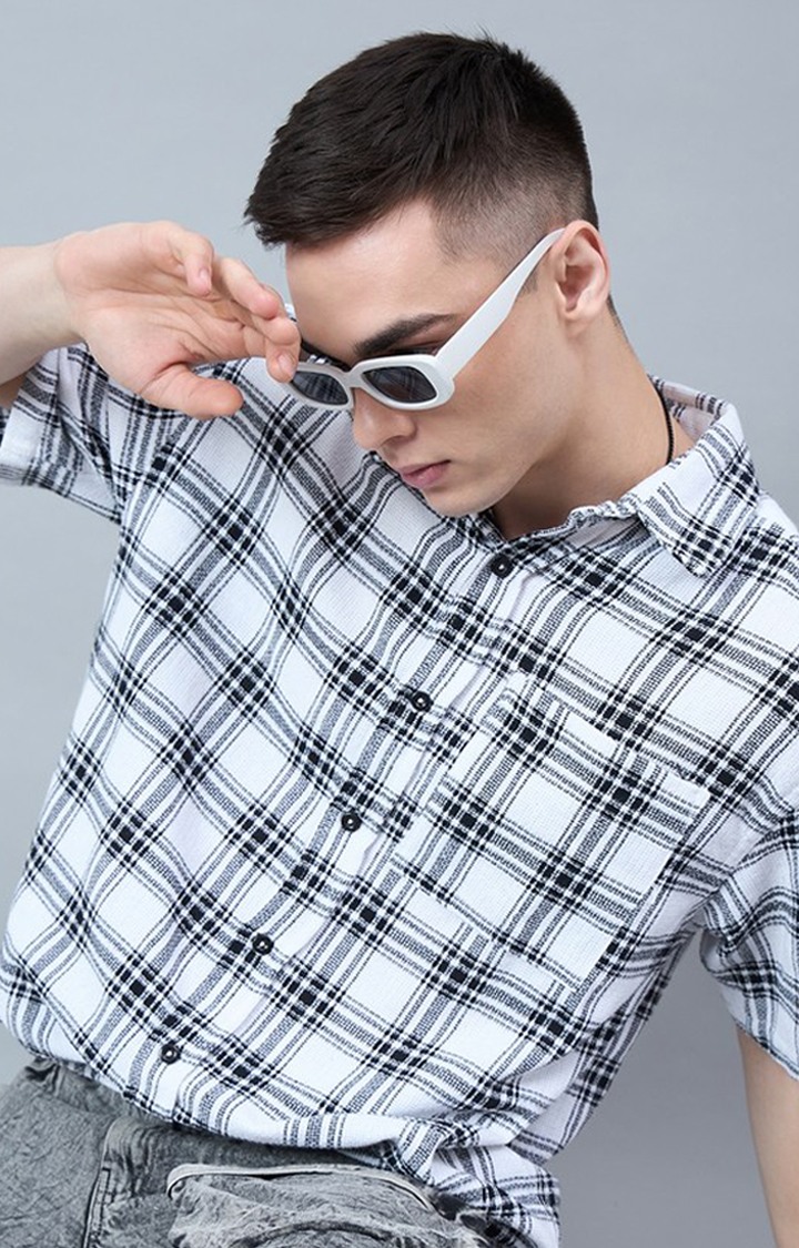 Chimpaaanzee Men White & Black Oversized Shirt