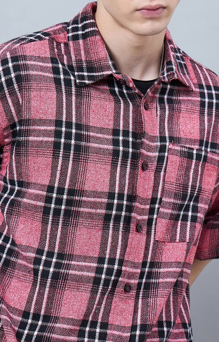 Chimpaaanzee Men Red & Black Oversized Shirt