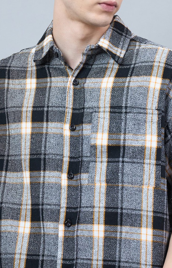 Chimpaaanzee Men Grey Oversized Shirt