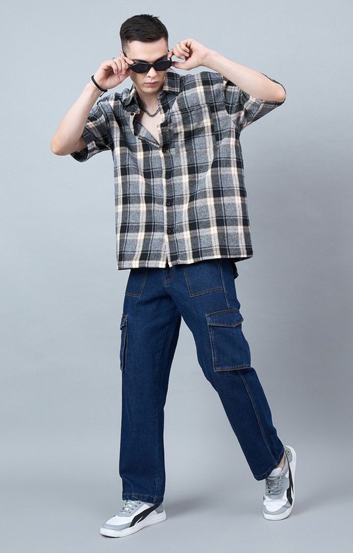 Chimpaaanzee Men Grey Oversized Shirt