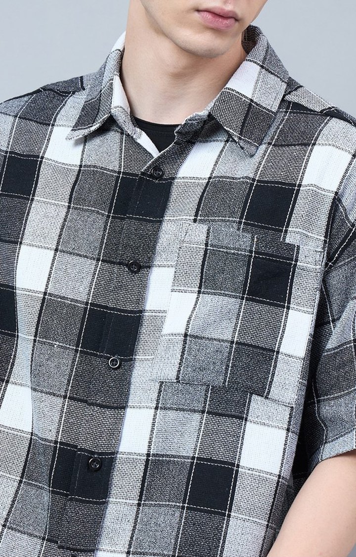 Chimpaaanzee Men Black & Grey Oversized Shirt