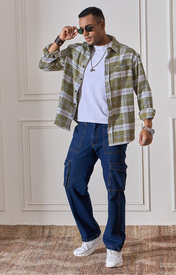 Chimpaaanzee Men Yellow & Black Oversized Fit Shirt