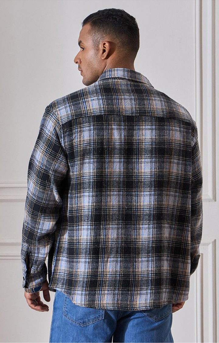 Chimpaaanzee Men Grey & Black Oversized Fit Shirt