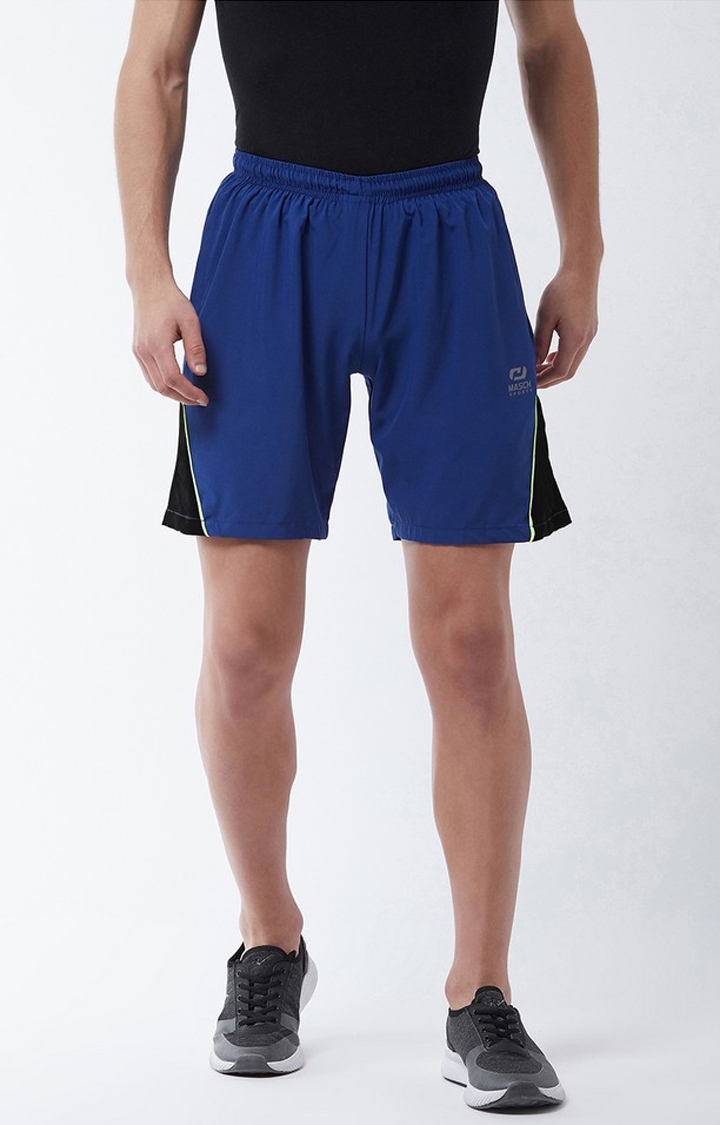 Blue Colourblock Activewear Short