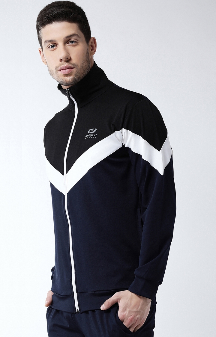 Masch Sports | Blue and Black Colourblock Activewear Jacket 2