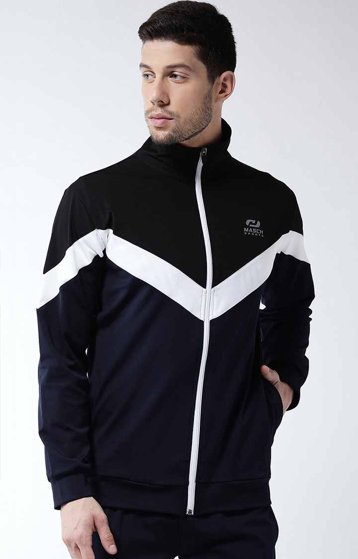 Masch Sports | Blue and Black Colourblock Activewear Jacket 0