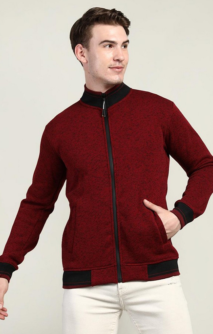 CHKOKKO | Men's Red Solid Wool Activewear Jackets