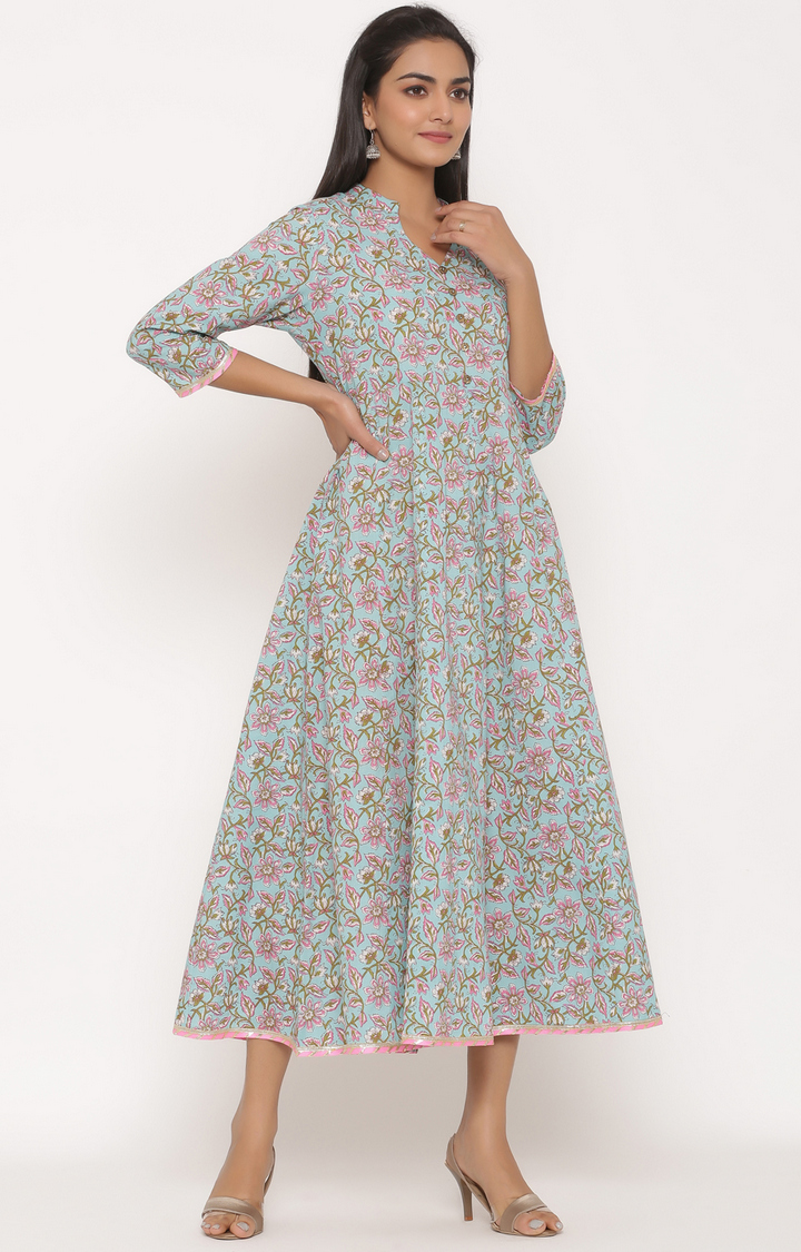 Miravan cotton printed anarkali kurta for women's / girls 