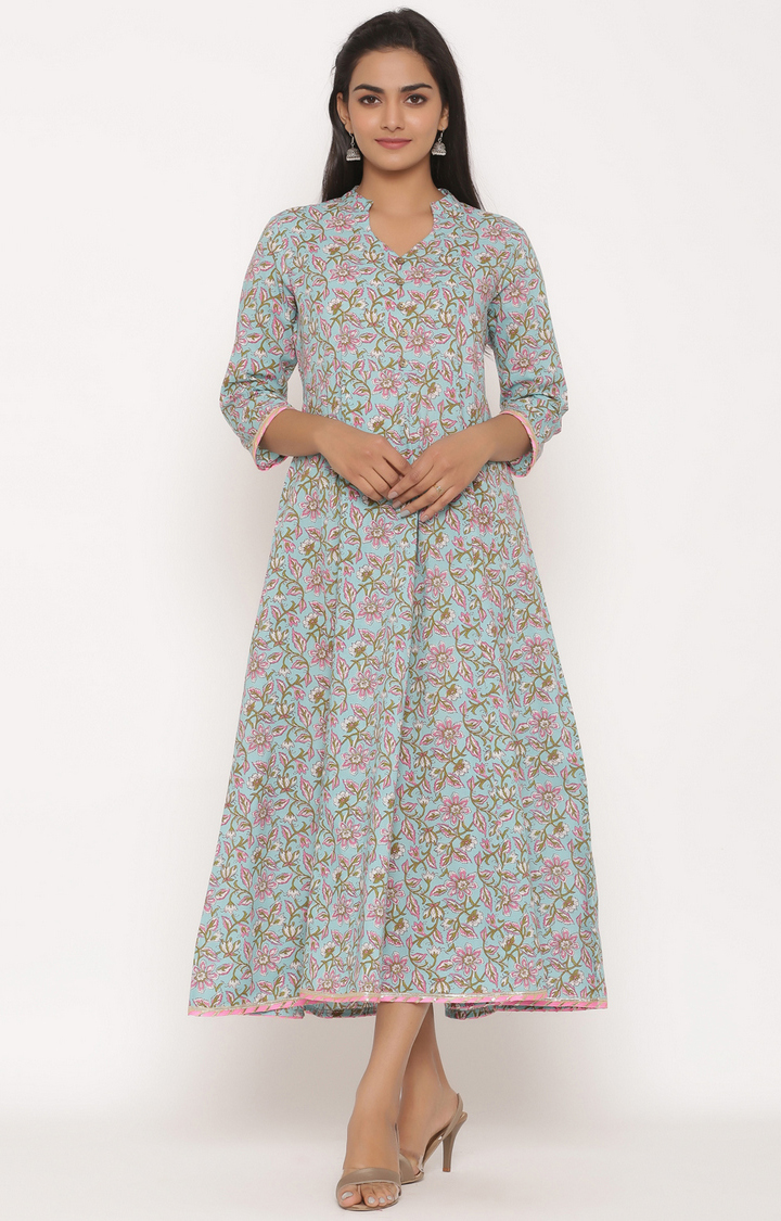 Miravan cotton printed anarkali kurta for women's / girls 