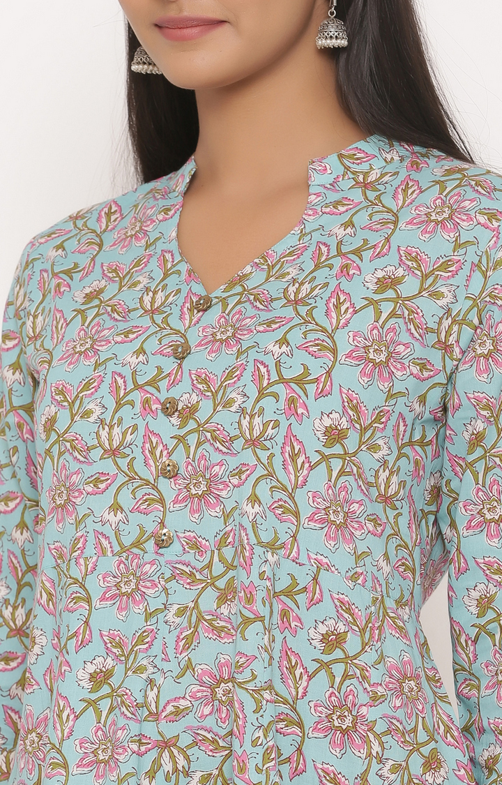 Miravan cotton printed anarkali kurta for women's / girls 