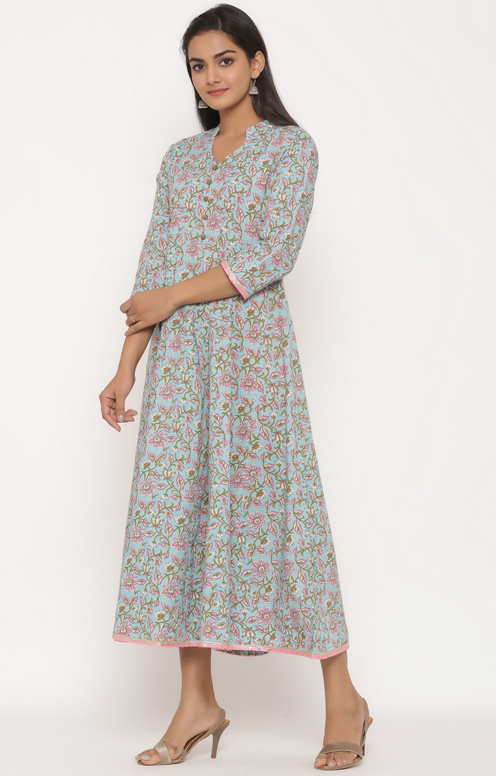 Miravan cotton printed anarkali kurta for women's / girls 