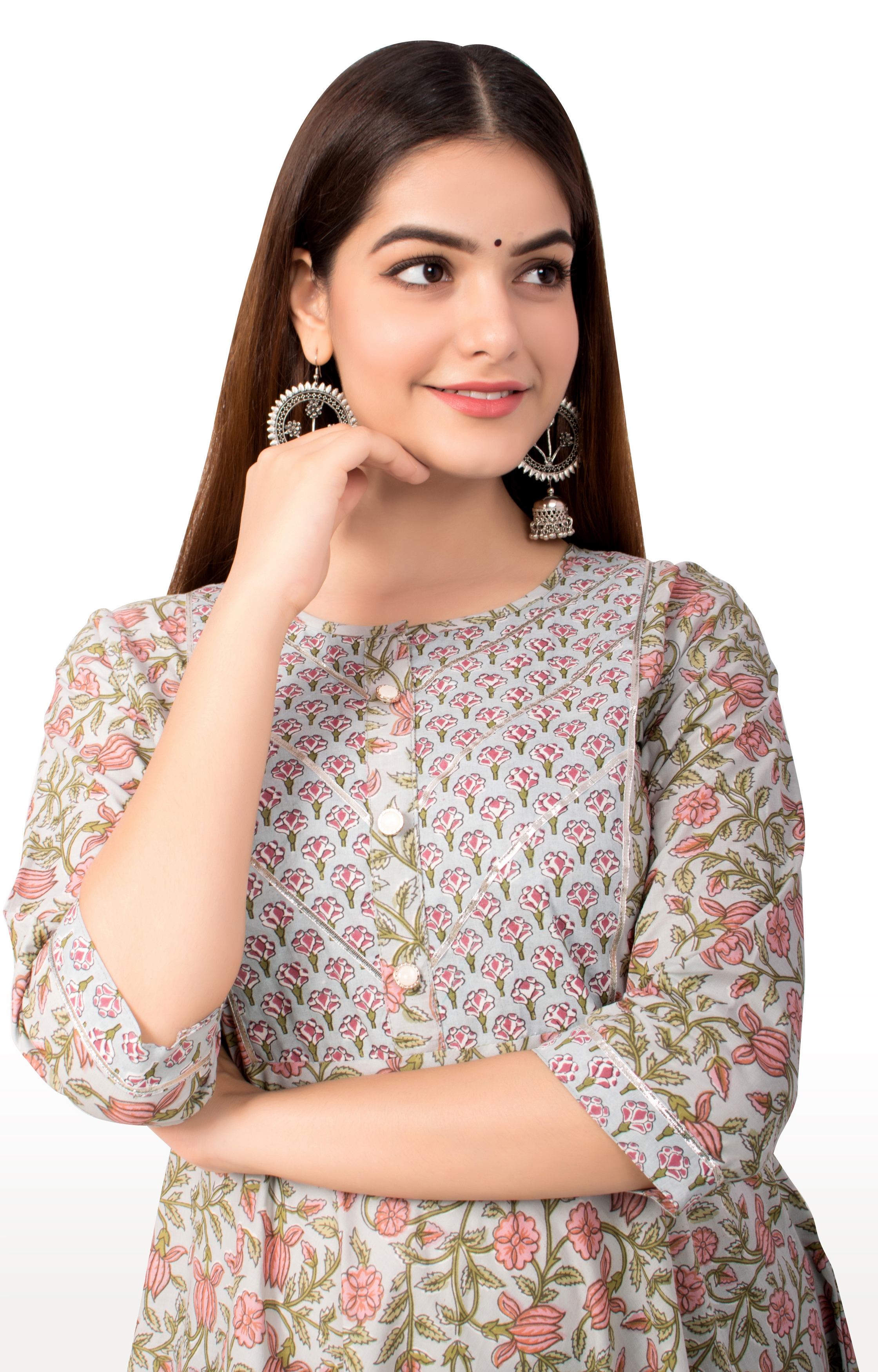 Miravan | Miravan cotton floral printed anarkali kurta for women's / girls  4