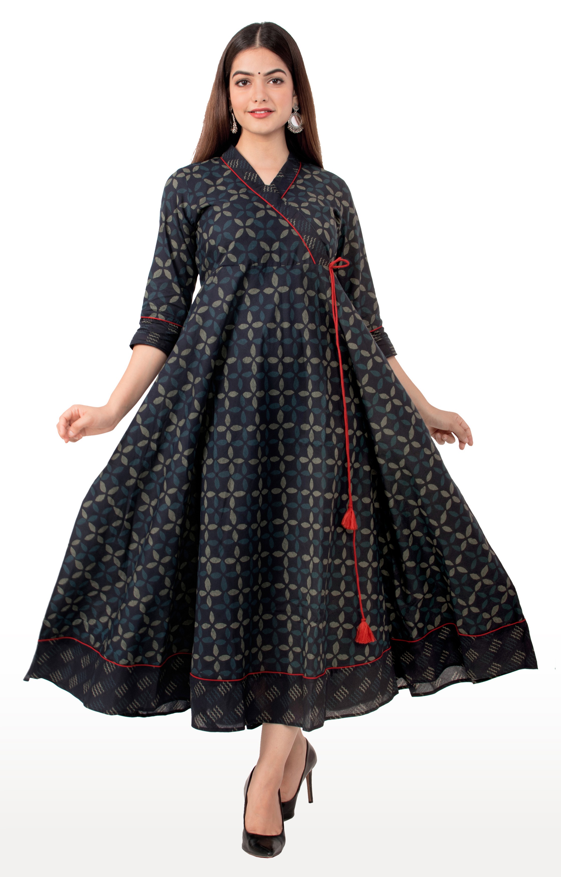 Miravan cotton floral printed anarkali kurta for women's / girls 