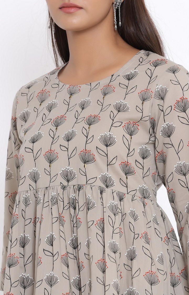 Miravan Women's Cotton Floral Print Peplum Top