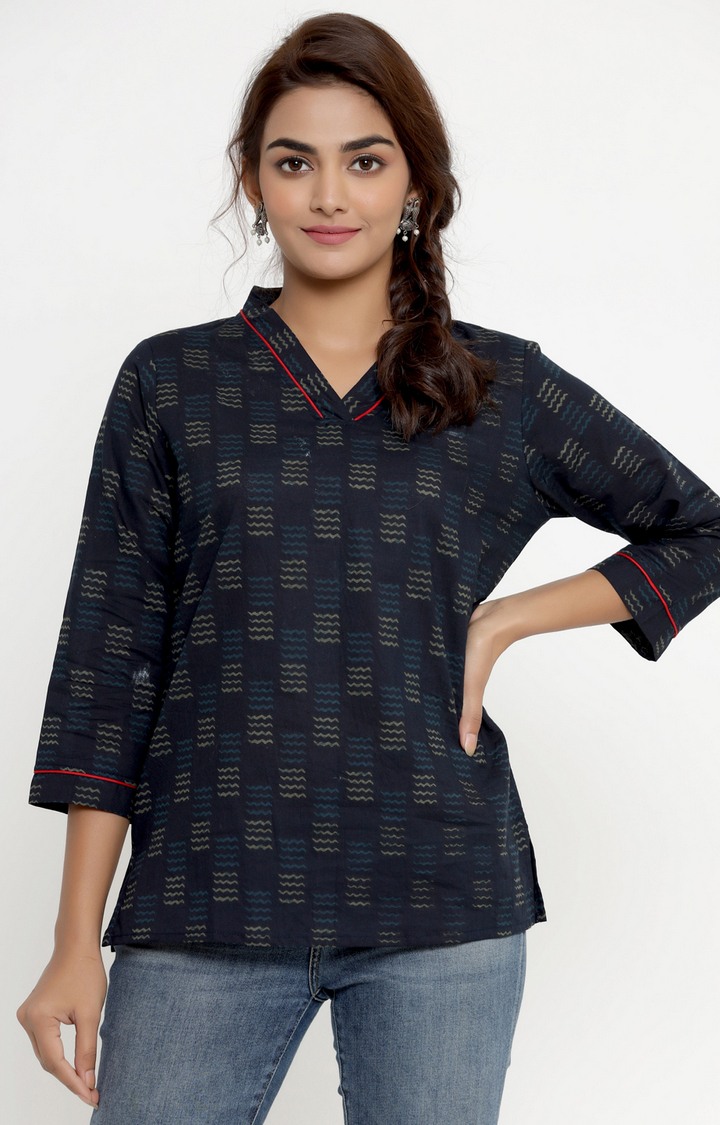 Miravan Cotton Printed Western top/Tunic for Women's