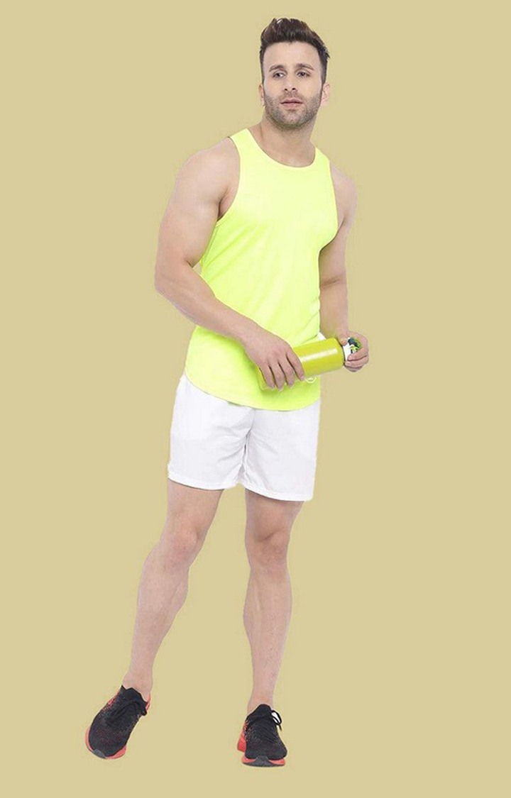 Men's Neon Green Solid Polyester Vest