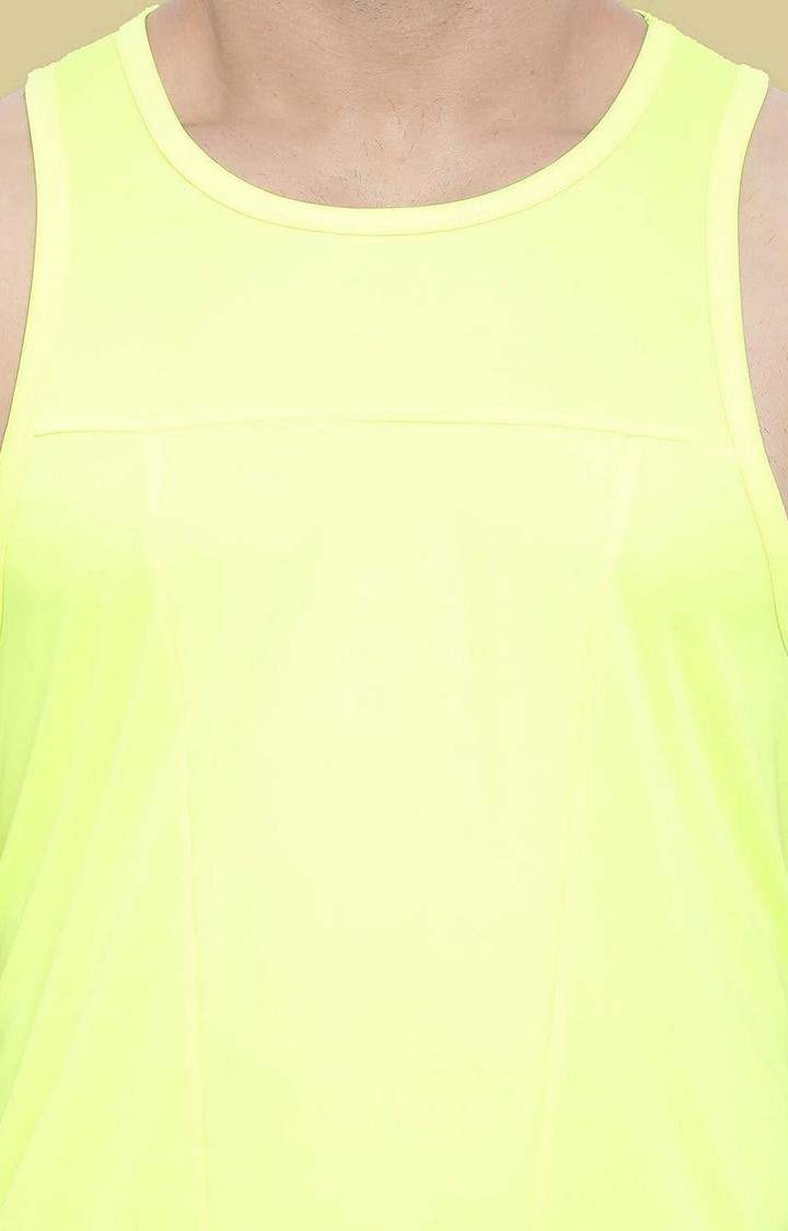 Men's Neon Green Solid Polyester Vest