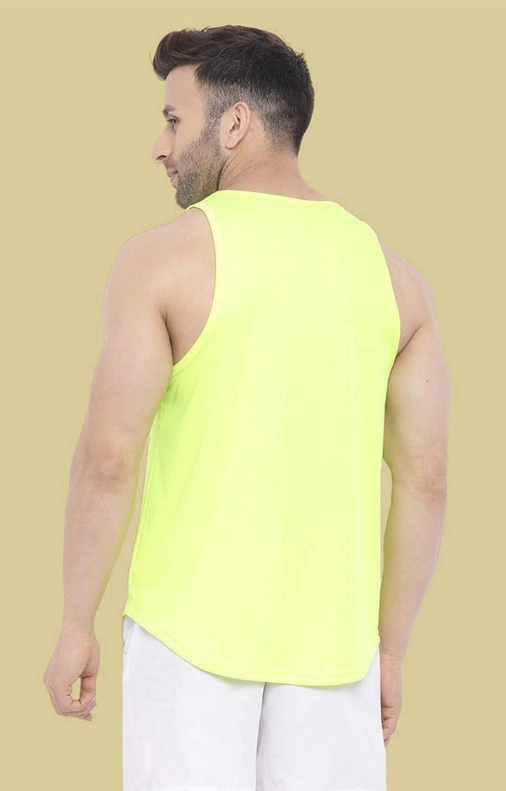 Men's Neon Green Solid Polyester Vest