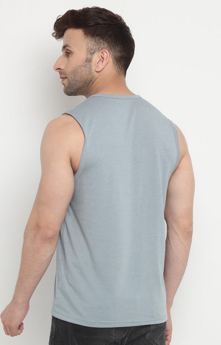 Men's Grey Solid Polycotton Vest