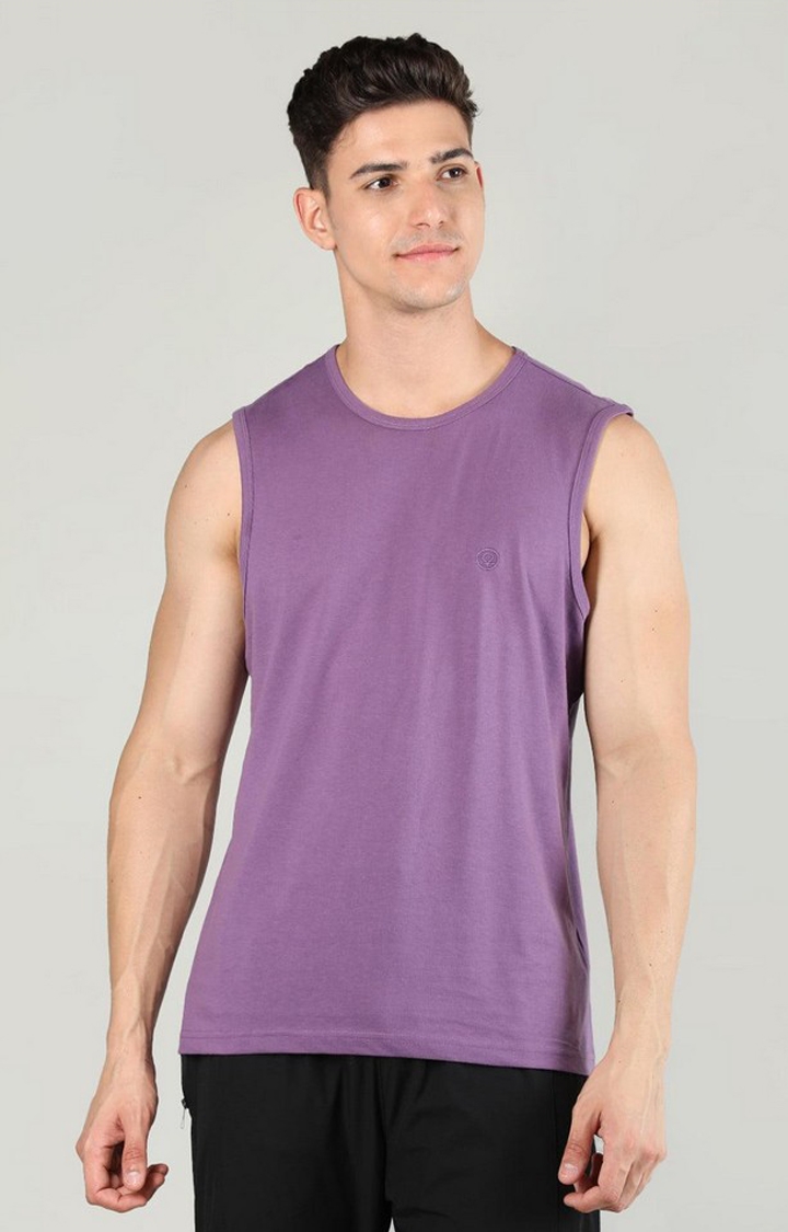 CHKOKKO | Men's Purple Solid Polycotton Vest