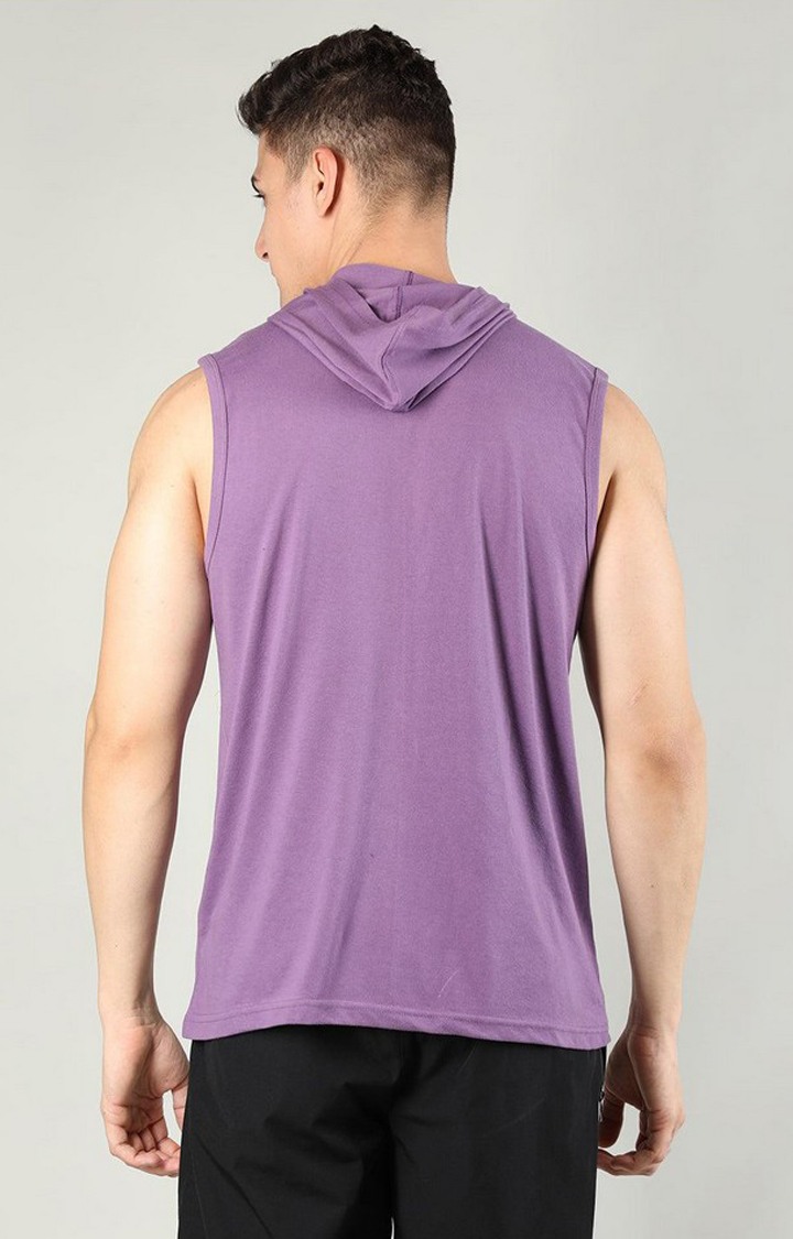 Men's Purple Solid Polycotton Hoodie