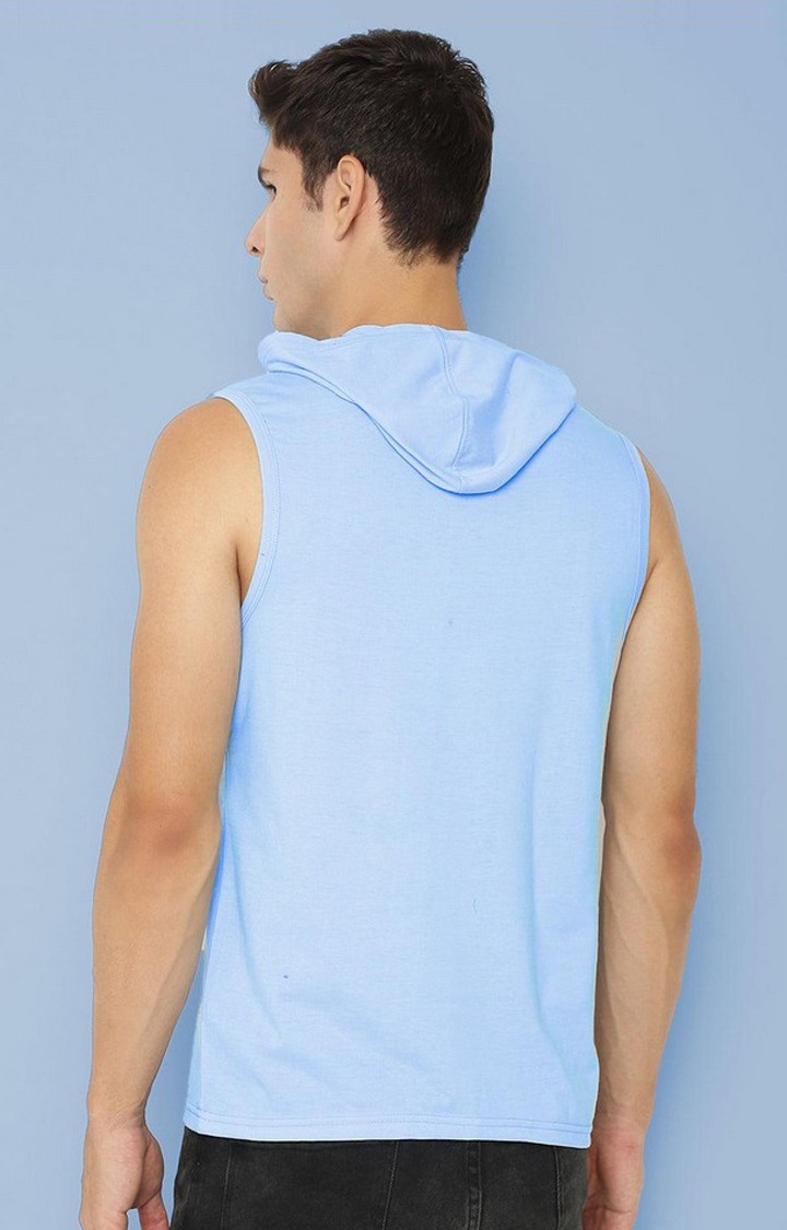 Men's Blue Solid Polycotton Hoodie