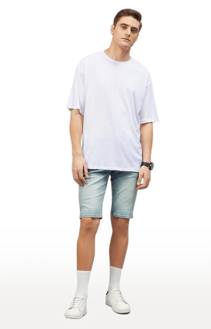CHIMPAAANZEE | Men's White Cotton Solid  Oversized T-shirt 1