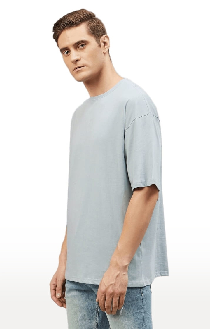 CHIMPAAANZEE | Men's Blue Cotton Solid  Oversized T-shirt 2