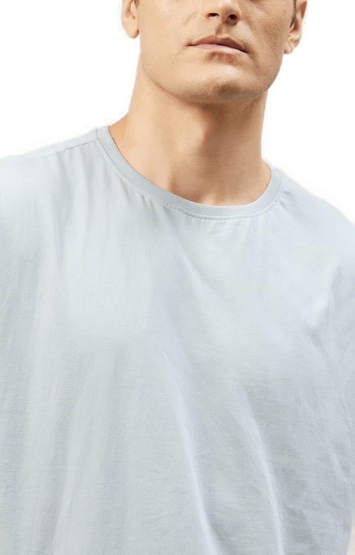CHIMPAAANZEE | Men's Blue Cotton Solid  Oversized T-shirt 5
