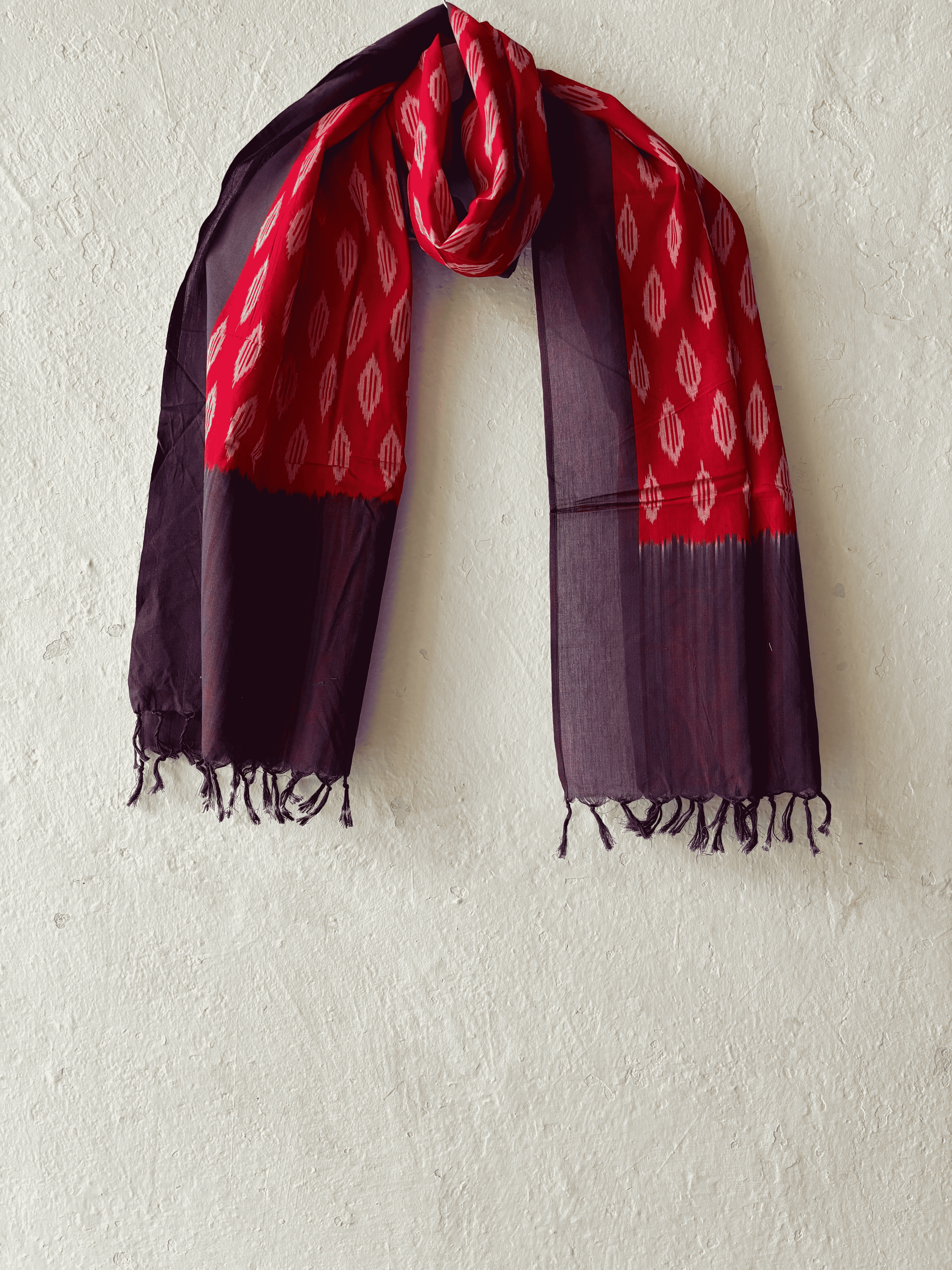 Cotton Red Ikat Stole