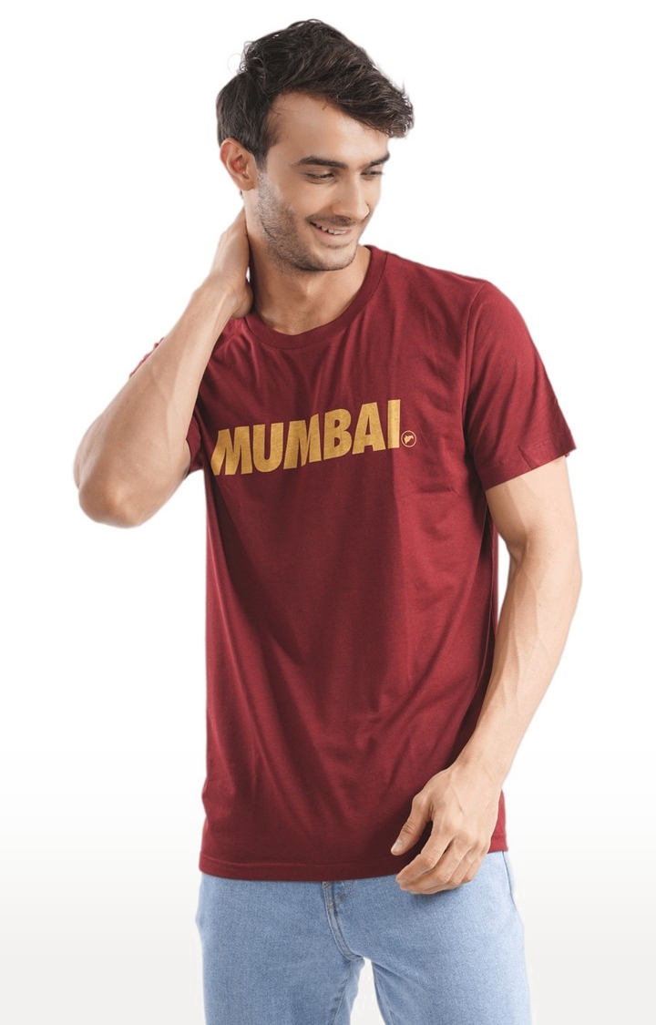 Unisex Mumbai Bold Map Tri-Blend T-Shirt in Wine