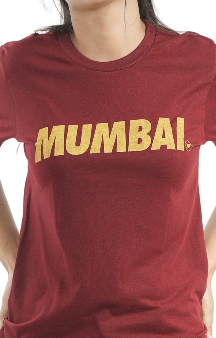 Unisex Mumbai Bold Map Tri-Blend T-Shirt in Wine