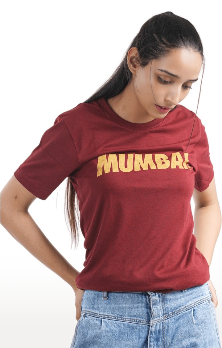 Unisex Mumbai Bold Map Tri-Blend T-Shirt in Wine