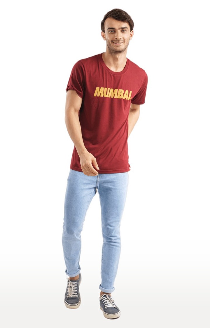 Unisex Mumbai Bold Map Tri-Blend T-Shirt in Wine