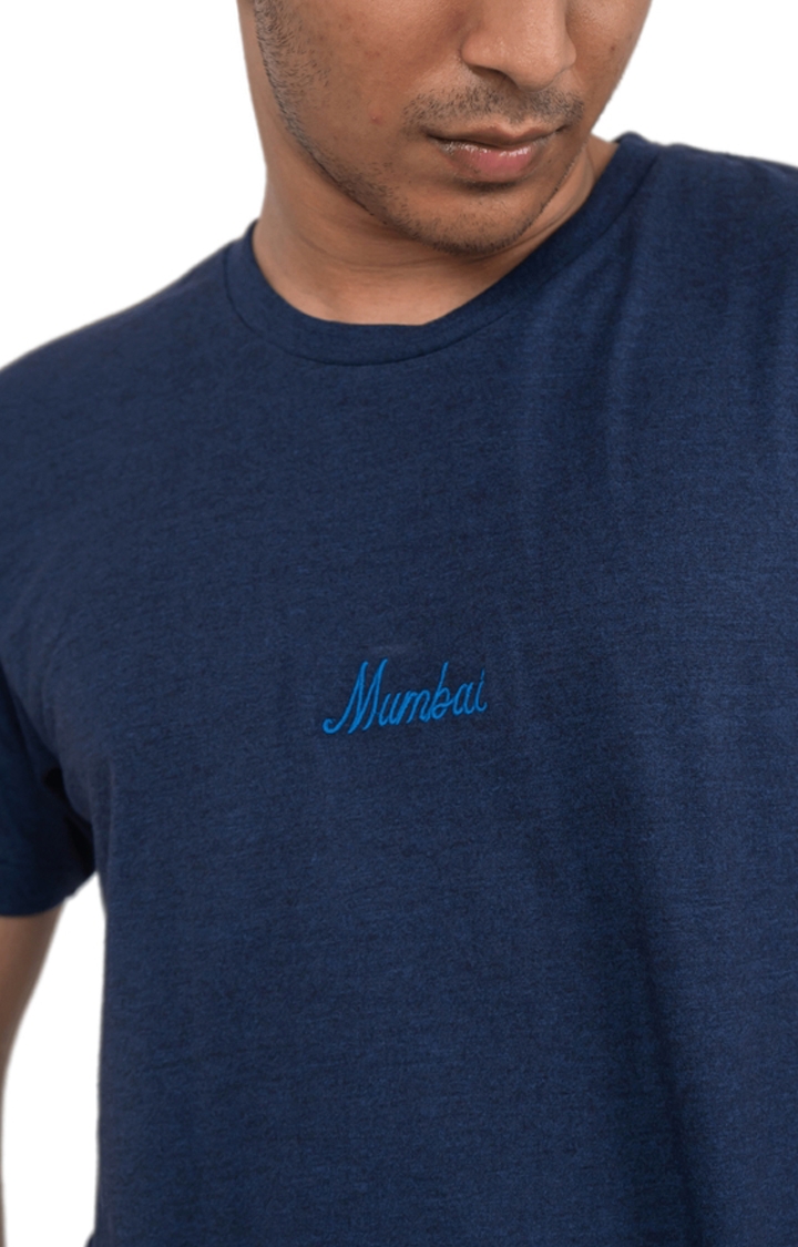 Unisex Mumbai Embroidery Tri-Blend T-Shirt in Navy
