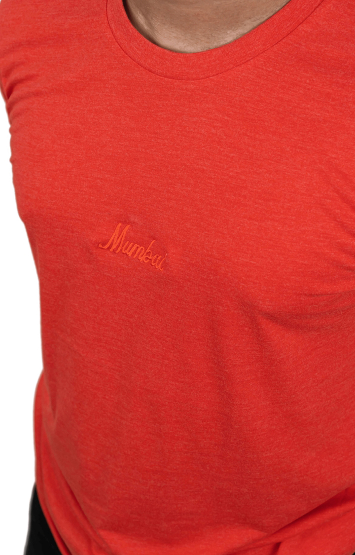 Unisex MUMBAI Embroidery Tri-Blend T-Shirt in Red