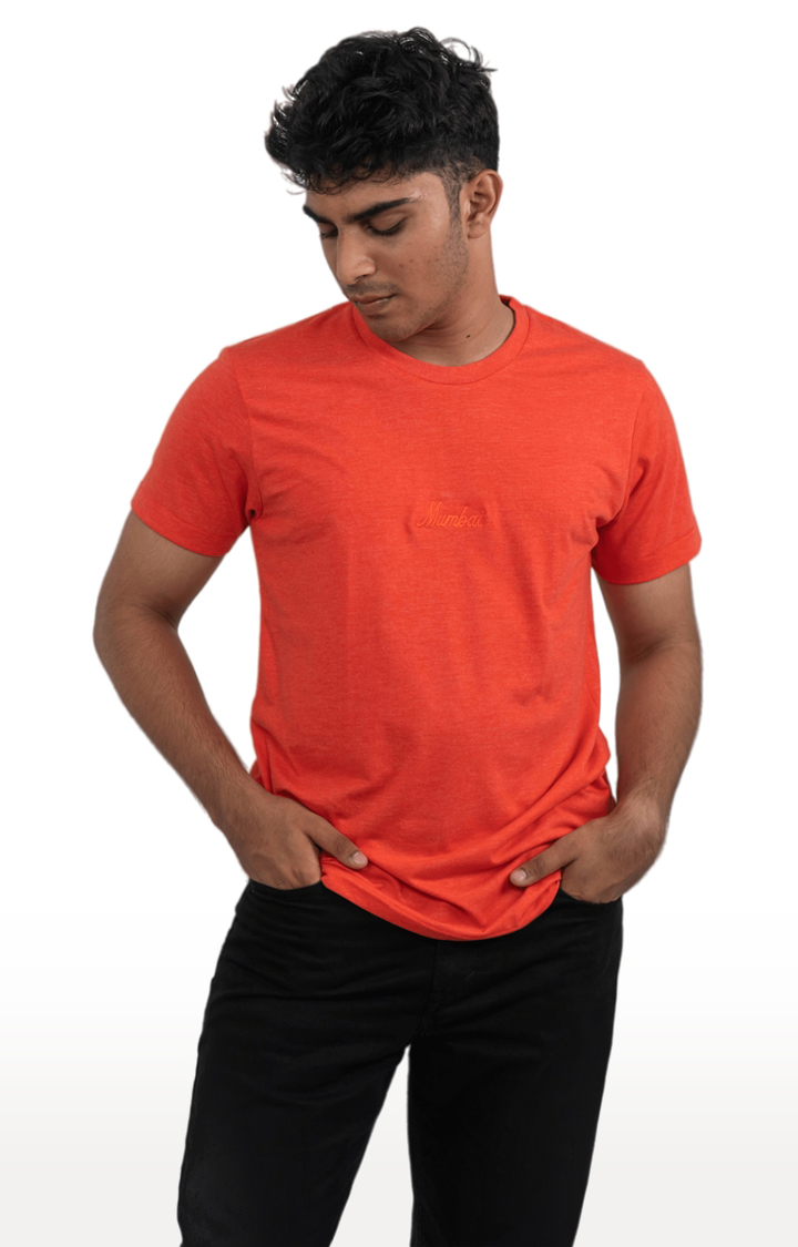 Unisex MUMBAI Embroidery Tri-Blend T-Shirt in Red