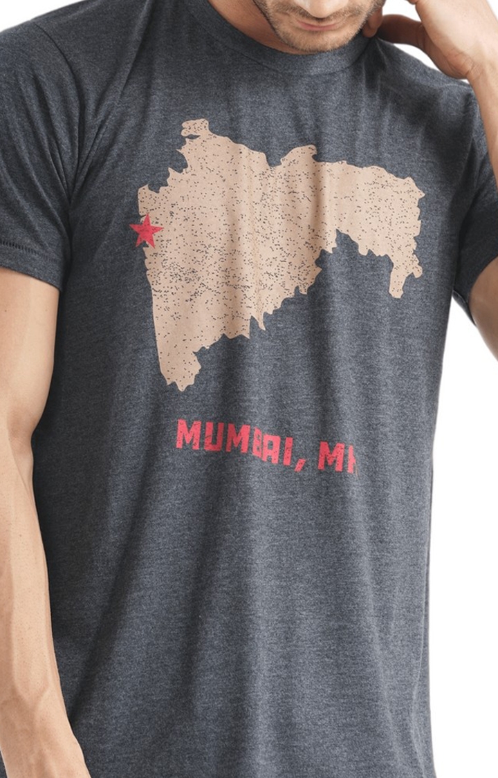 1947IND | Unisex Mumbai Map Tri-Blend T-Shirt in Charcoal 4