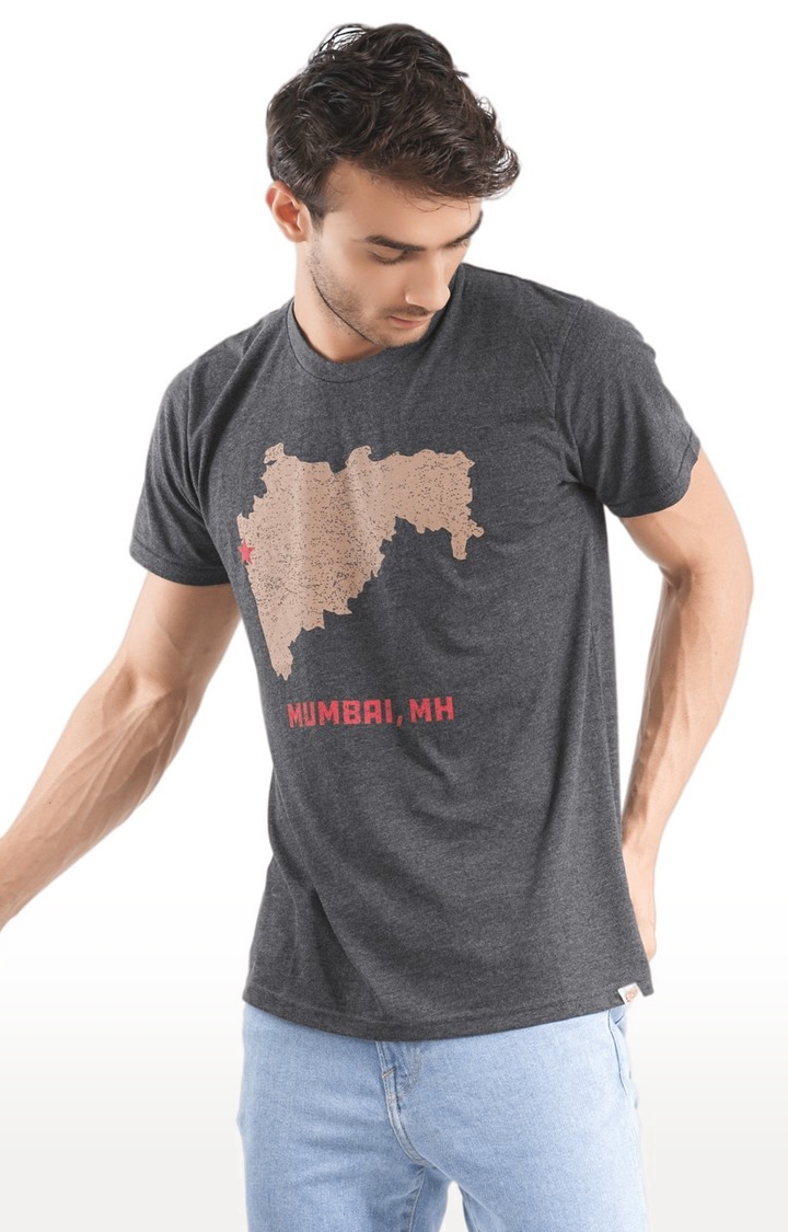 1947IND | Unisex Mumbai Map Tri-Blend T-Shirt in Charcoal 2