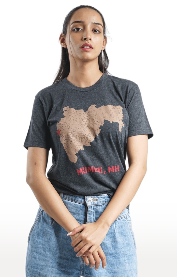 1947IND | Unisex Mumbai Map Tri-Blend T-Shirt in Charcoal