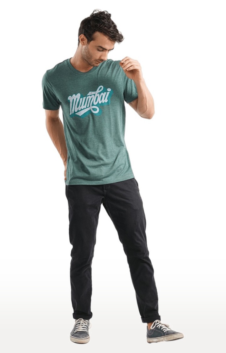 Unisex Mumbai Retro Tri-Blend T-Shirt in Bottle Green