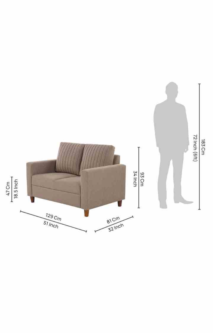 neudot Roman Sofa for Living Room |2 Persons Sofa|Premium Fabric with Cushioned Armrest | Solid Wood Frame|2 Seater in Desert Brown Color