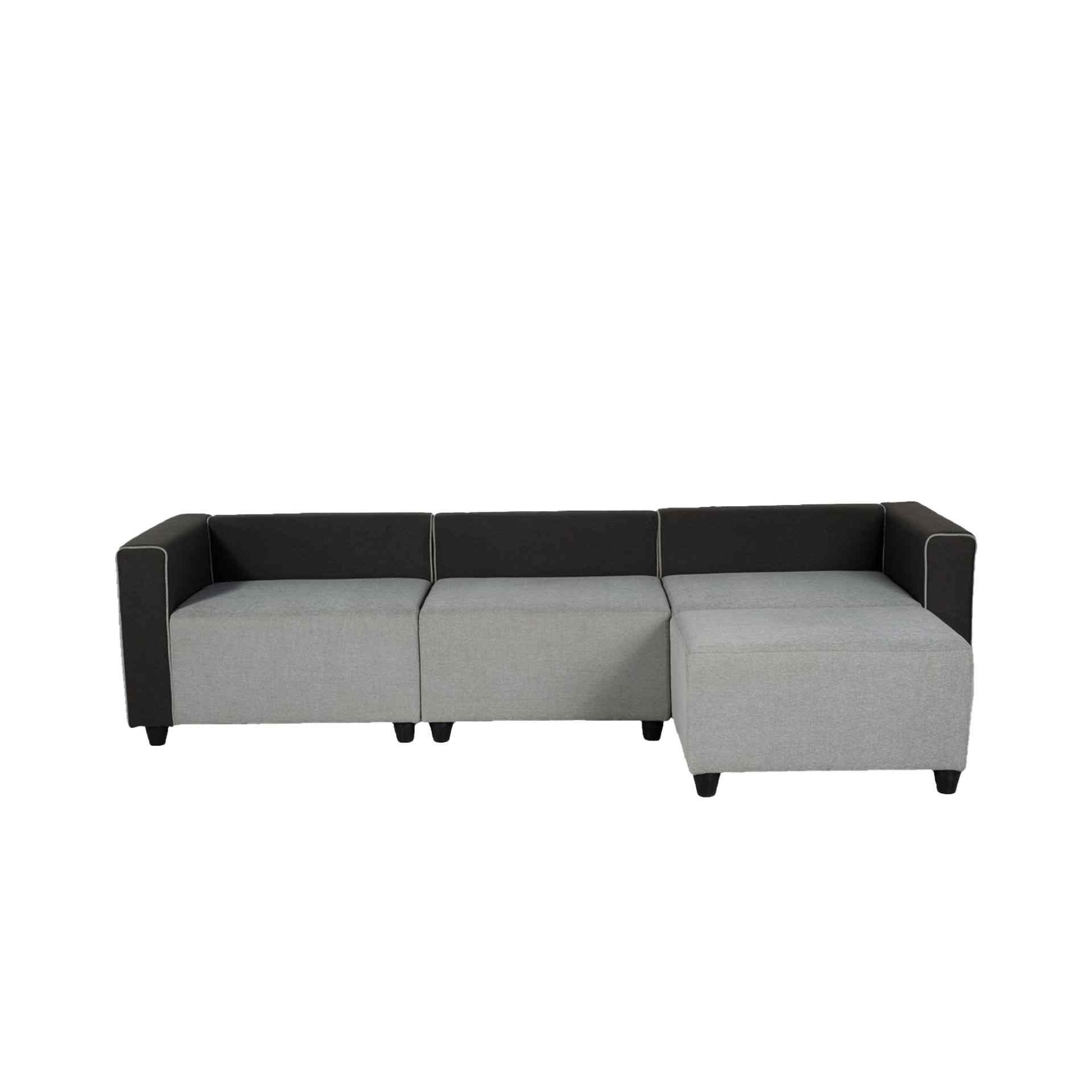 neudot Fabric Comfortable 3 Seater Sofa with Ottoman Finish Color for Living Room/Bedroom/Hall with Padded Cushioned Armrest - Grey & Dark Brown