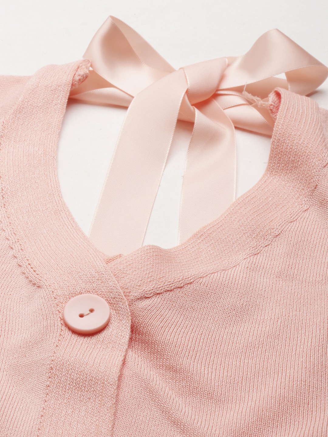 SHOWOFF Women's V-Neck Solid Peach Crop Top