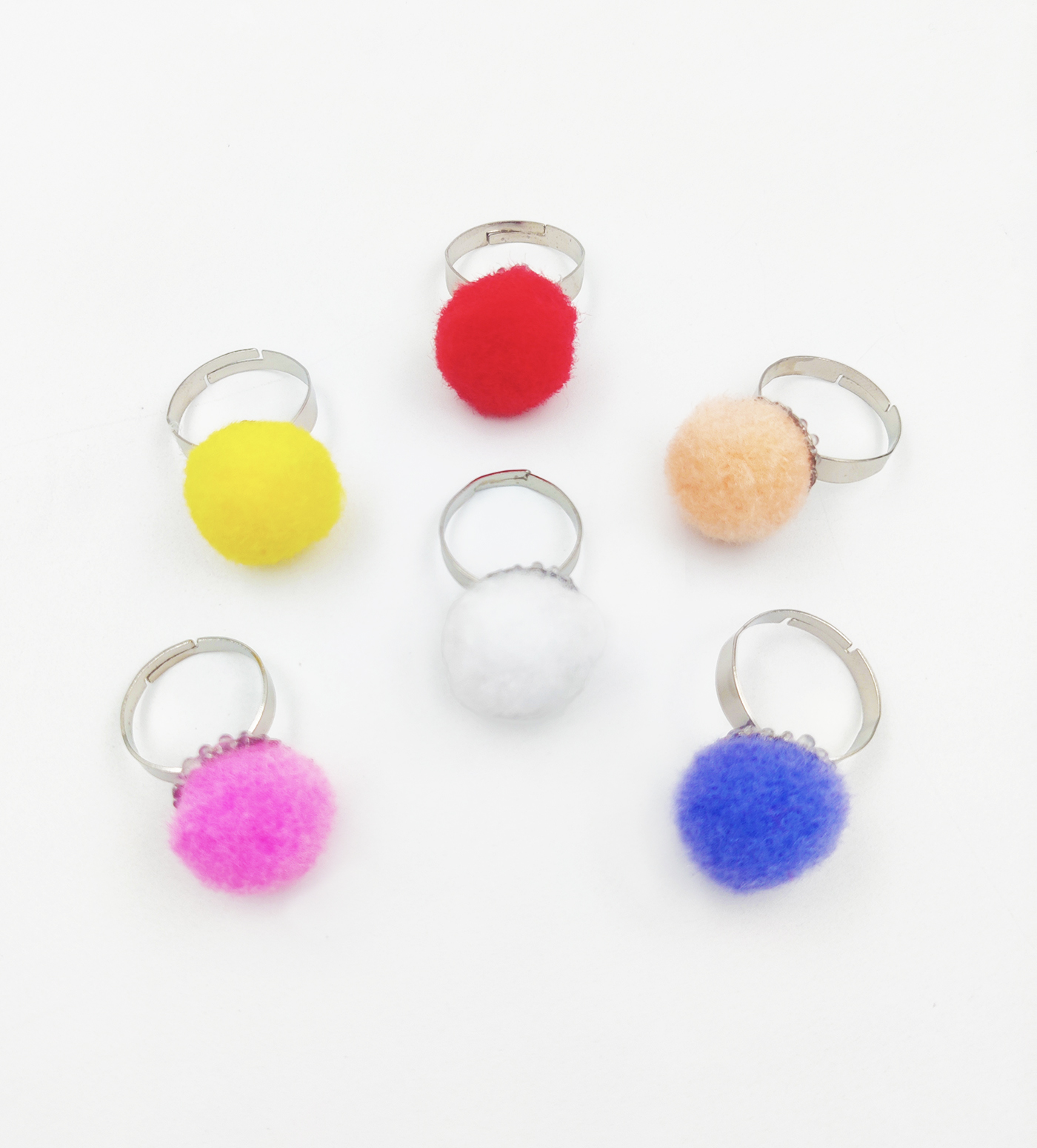 Pom Pom Rings Set Of 6