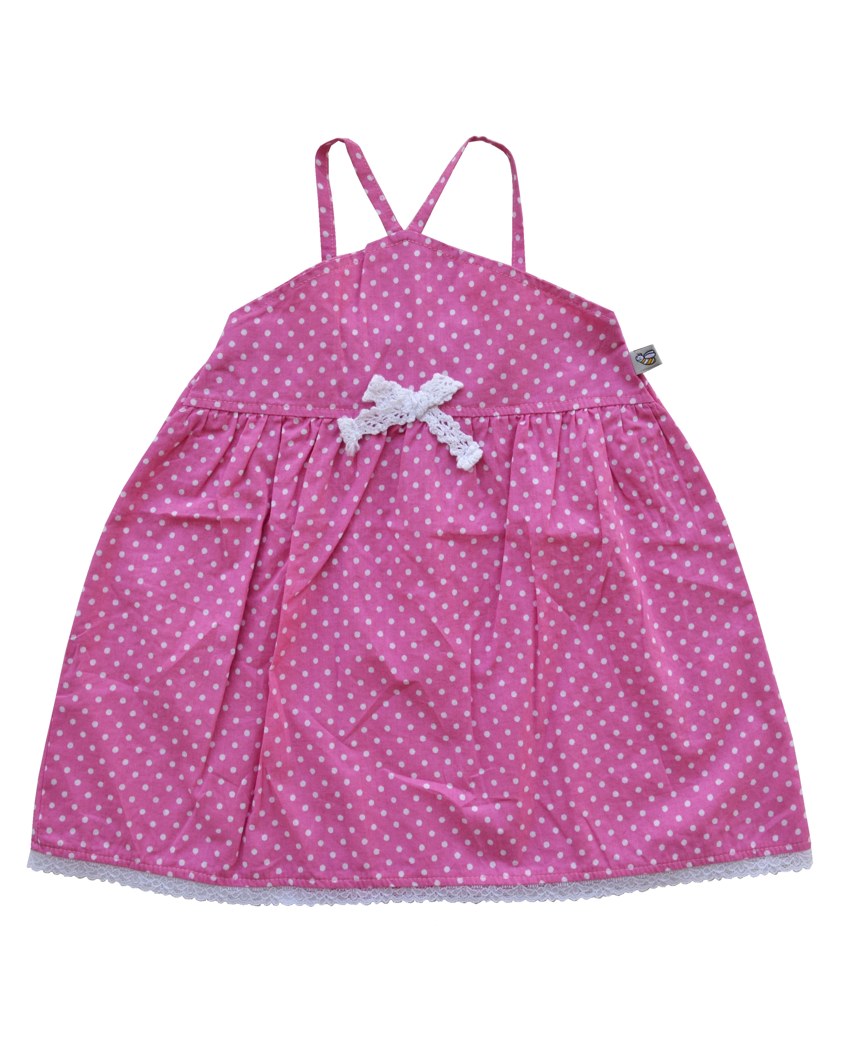 Babeez | White Dot Allover Print On Pink Dress (Woven) undefined