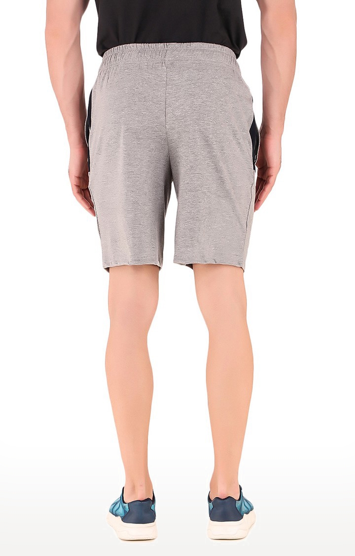 Fitinc | Men's Grey Cotton Blend Colourblock Activewear Shorts 3