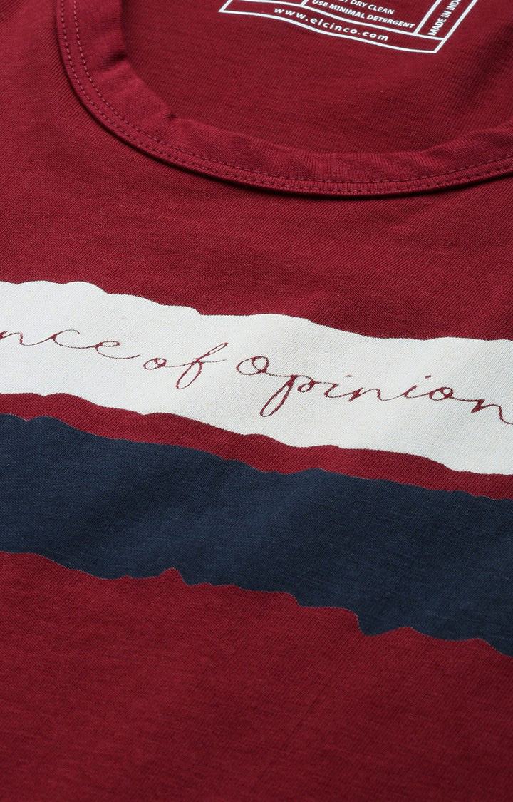 Men's  Maroon Colour-block Sleeveless T-Shirt